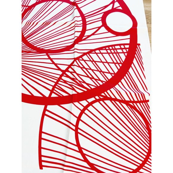 Vintage French Designer Red Silk Concentric Circle Scarf Modernist Graphic - Picture 3 of 5